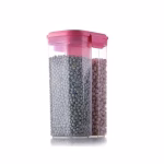 Krushi Vikas 2 Section Space Saver Air Tight, PET Transparent Plastic Container for Grocery, Flour, Snacks, Cereal, Grain Kitchen Storage Container (2000 ML, 2 in 1, Air Tight, Multicolor, 1 PCS)