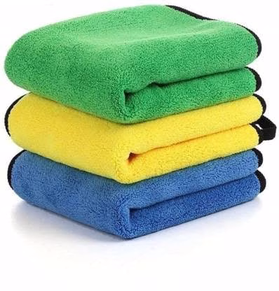 Krushi Vikas Microfiber Cloth - 3 pcs - 40x40 cms - 800 GSM Multi- Thick Lint & Streak-Free Multipurpose Cloths - Automotive Microfibre Towels for Car Bike Cleaning Polishing Washing & Detailing.