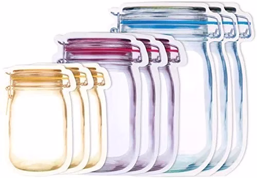 Krushi Vikas Jar Shaped Food Graded Stand Up Plastic Pouch with Zipper Pack of 9 (3 pcs Small 100 Gm, 3 pcs Medium 250 Gm, 3 pcs Large 500 Gm)