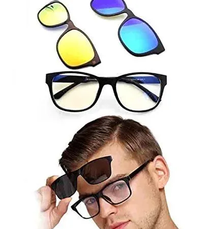 Krushi Vikas IMPEX 3 pcs Clip-on Sunglasses Polarized Magnetic lens Plastic Frame for Night Driving Quick changing - 1pc