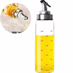 Krushi Vikas Oil Bottle Olive Dispenser for Cooking Lead-Free Glass Bottle for Drip Free Spout BBQ Salad Kitchen Baking Roasting Frying 300ml