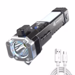 Krushi Vikas Torch Light,Led 3W Torch Light Rechargeable Torch Flashlight,Long Distance Beam Range Car Rescue Torch with Hammer Window Glass and Seat Belt Cutter Built