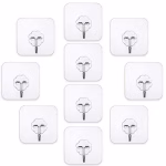 Krushi Vikas Adhesive Sticker ABS Plastic and Steel Hook Waterproof Transparent Hooks Hanger for Wall Kitchen Bathroom Bedroom Accessories Heavy Duty Sticky Hooks (Pack of 15)