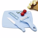 Krushi Vikas 3 in 1 Fruit Knife Sets Paring Knives Chopping Boards Fruits Peeler 3PCS Suits Kitchen Cooking Vegetable Ceramic Knife Tools
