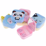Krushi Vikas Travel Storage Contact Lens Case Mirror Box - Travel Contact Lens Case Box Mini Cartoon Square Plastic Contact Lens Case Easy Carry Mirror Container Holder(1Pcs)