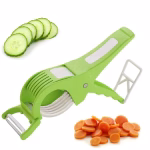 Krushi Vikas Plastic 2 in 1 Vegetable & Fruit Multi Cutter with Peeler | Bhindi Cutter Slicer | Stainless Steel 5 Blade Vegetable Cutter with Peele (2)