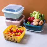 Krushi Vikas 2 in 1 Multi Function Filter Basket Bowl Set Filter Bowl Set, Double-Layer Drain Basin and Basket, Clean, Wash, Mix Fruit, Convenient for Fruit & Vegetable Washing (Pack of 2)