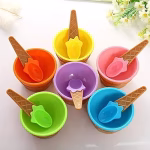 Krushi Vikas 6 Pieces Ice Cream Bowl Colorful Ice Cream Cup with Spoons-Ice Cream Dessert Bowls Waffle Cup Set Maggie Bowl Salad Cup Fruit Bowl (Multicolour)