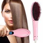 Krushi Vikas Hair Electric Comb Brush 3 in 1 Ceramic Fast Hair Straightener For Women's Hair Straightening Brush with LCD Screen, Temperature Control Display,Hair Straightener For Women (PINK Fast Hair Straightener Brush)
