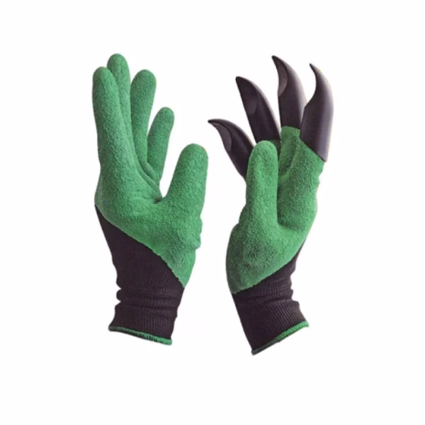 Krushi Vikas Heavy Duty Garden Farming Gloves Washable with Right Hand Fingertips ABS Claws for Digging and Gardening (Free Size, Green)(Acrylonitrile Butadiene Styrene, pack of)