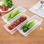 Krushi Vikas Food Storage Container with Removable Drain Plate and Lid Fridge Storage Box Stackable Plastic Freezer Storage Containers To Keep Fresh for Meat, Vegetables, Fruits etc. (1500ml, 2 Piece)