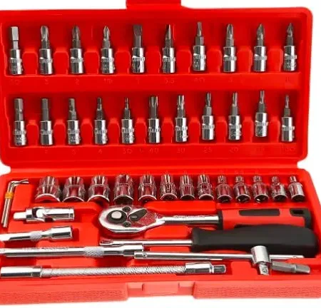 Krushi Vikas 46 in 1 Pcs Tool Kit & Screwdriver and Socket Set Multi Purpose Tool Case| Essential DIY| Repair Tool Set for Home and Office (Color May Vary)