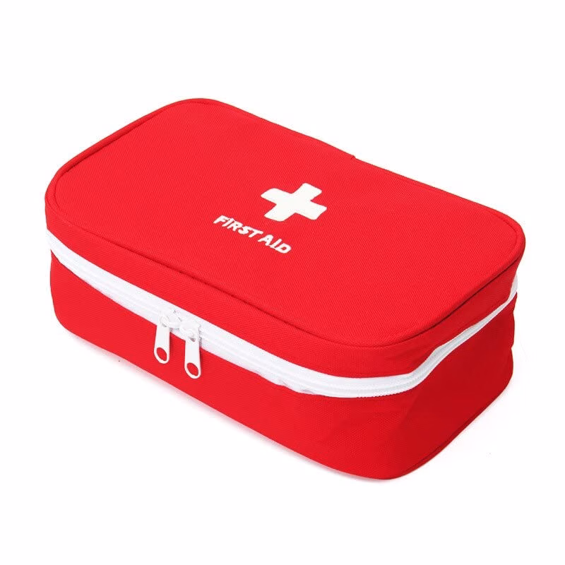 Krushi Vikas Travel Medicine Pouch Emergency First Aid Kit Box Organizer with Medicine-Pocket Empty Bag for Travelling Car, Home, Office (Red)