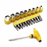 Krushi Vikas 24 pcs T Shape Screwdriver Set Batch Head Ratchet Pawl Socket Spanner Hand Tools