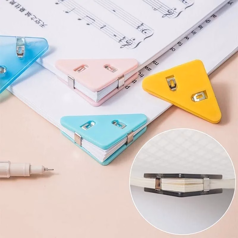 Krushi Vikas Triangular Plastic Paper Clip ,Clamps for Preventing Paper Corners from Bending Ideal Tool Attaching Documents to Student Reading, Bunch or Office Clip Art 10 Pc