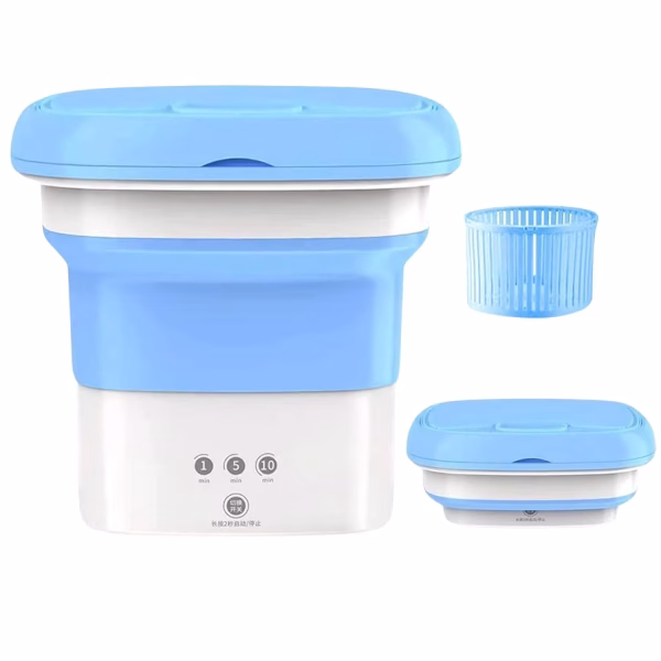 Krushi Vikas Solutions Washing-Machine-Portable-Mini-Foldable-Washer-and-Spin-Dryer-Small-Foldable-Bucket-Washer-for-Camping-RV-Travel-Small-Spaces-Lightweight 2 KG