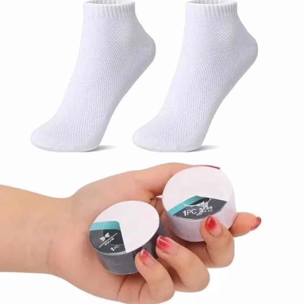 Krushi Vikas Disposable Compression Travel Socks Pair for Men Women, Portable And Breathable Cotton | Compressed Travel, Business trip, Sports premium