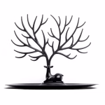 Krushi Vikas Deer/Antlers Jewelry Holder Deer Tree | Creative Sika Deer Tree Tray Display Stand Holder (Black)