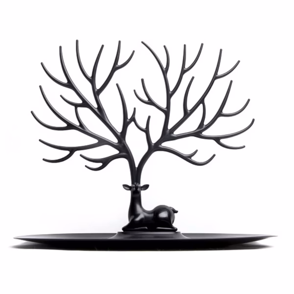 Krushi Vikas Deer/Antlers Jewelry Holder Deer Tree | Creative Sika Deer Tree Tray Display Stand Holder (Black)