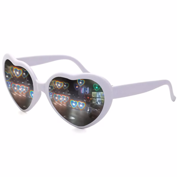 Krushi Vikas Heart Shaped Sunglasses, EDM Festival Light Changing Eyewear Heart Effect Diffraction Glasses for Women Men