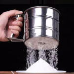 Krushi Vikas Flour Sifter, Stainless Steel Sifter for Baking Double Layer Fine Mesh Baking Sifter One Hand Press Crank Sifter for Powdered Sugar Shaker