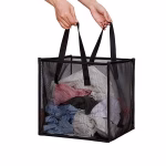 Krushi Vikas Pop Up Laundry Baskets - Mesh Collapsible Laundry Hampers Storage with Handle - Foldable for Washing Storage, Great for The Kids Room, College Dorm, Travel Organizer (Black)
