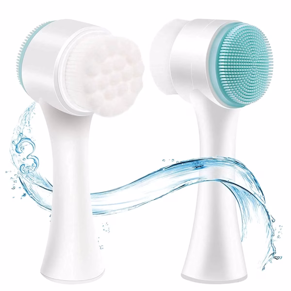 Krushi Vikas Manual Facial Cleansing, Double Side Skin Care Facial Cleaning Brush, Silicone Facial Scrubber Manual Dual Face Wash Brush for Deep Pore Exfoliation Makeup Massaging (1 Pcs)