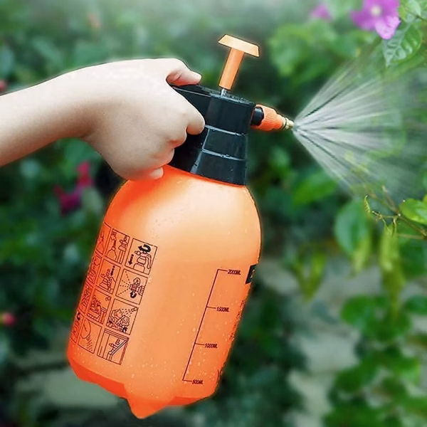 Krushi Vikas Pump Pressure Sprayer | Lawn Sprinkler | Water Mister | Spray Bottle for Herbicides, Pesticides, Fertilizers, Plants Flowers - 2 Liter Capacity - Orange/Black