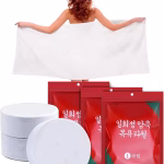 Krushi Vikas 4 Compressed Bath Towel Tablets, Pure Cotton Portable Disposable Hypoallergenic Dehydrated Expandable Compact Compressed Towels Washcloths for Camping Swimming Traveling Hiking