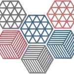 Krushi Vikas Silicone Trivets 6 Pcs 6.33 5.5 in Non-Slip Heat Resistant Hot Pots and Pans Holder, Expandable Hexagon Mats for Kitchen Cooking Counter
