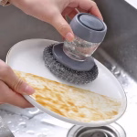 Krushi Vikas Tar Brush Dish Cleaning Brush with Liquid Dispensar Palm Dishes Pot, pan, Sink scrubbing Household soap Dispenser for Tool Dispensing wash Kitchen Utensils Scrubber Multipurpose in Home