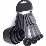 Krushi Vikas Plastic Measuring Cups and Spoons Set (8 Pc) - Black