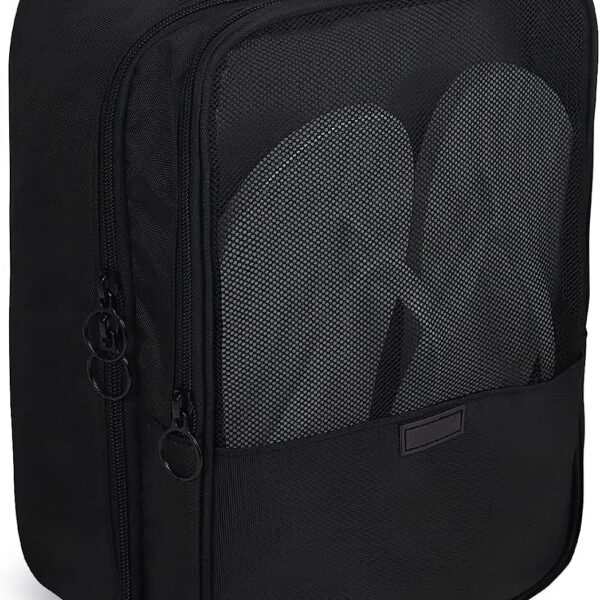 Krushi Vikas Compact Shoe Bag/Organizer/Pouch | Protect 3 Pairs of Shoes | Perfect for Travel and Daily Storage (Black)