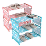 Krushi Vikas 3-Layer Shoe Rack - Multipurpose Foldable Portable Fancy 3-Layer Utility Shoe Rack Shelve For Home, Office, Classes, Space Saving Storage Organizer Stand(3 Layer)