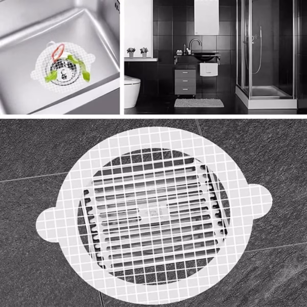 Krushi Vikas Kitchen Sink Strainer - Disposable Shower Drain Cover Hair Catcher Shower Drain Mesh Stickers, Reusable and Versatile Drain Cover for Bathroom Laundry Bathtub Kitchen Sink, 10x10cm (Round)