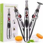 Krushi Vikas Sure Electronic Acupuncture Pen,Electric Meridians Laser Acupuncture Machine Magnet Therapy Instrument Meridian Energy Pen Massager Relief Pain Tools For Arthritis (Silver)