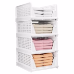 Krushi Vikas Plastic 4 Layer Adjustable Sliding Drawer, Foldable Closet Storage Drawer for Home & Office - White (Sliding Drawer)