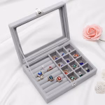 Krushi Vikas Jewellery Storage Box - Multipurpose Transparent Velvet Cufflink,Display Ring & Earring Organizer-Adjustable 12 Compartment & 8 Rows for Jewelry,Jhumkas,Stud,Travel Friendly Box for Gifts