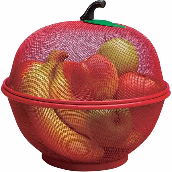 Krushi Vikas Enterprise Apple Shape Net Fruits & Vegetables Basket for Kitchen, Fruit Basket with Net Cover, Fruit and Vegetable Stand Basket, Fruit Net Cover (Multi Colour)
