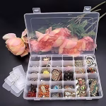 Krushi Vikas Plastic Storage Box with 36 Grid Cells Multipurpose, Transparent With Removable Dividers Jewelry Box Organizer Storage Container