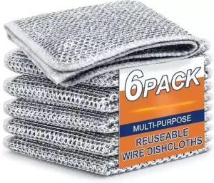 Krushi Vikas 6 Pack Two Layer Non-Scratch Wire Dishcloth &1pic Gaps Cleaning Brush Scrub Pad, Stainless Steel Scrub  (Regular, Pack of 6)