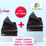 Krushi Vikas Black HDPE Tarpaulin 15 x 18 170 GSM Combo ( 2 piece ) Tirpal , tarps