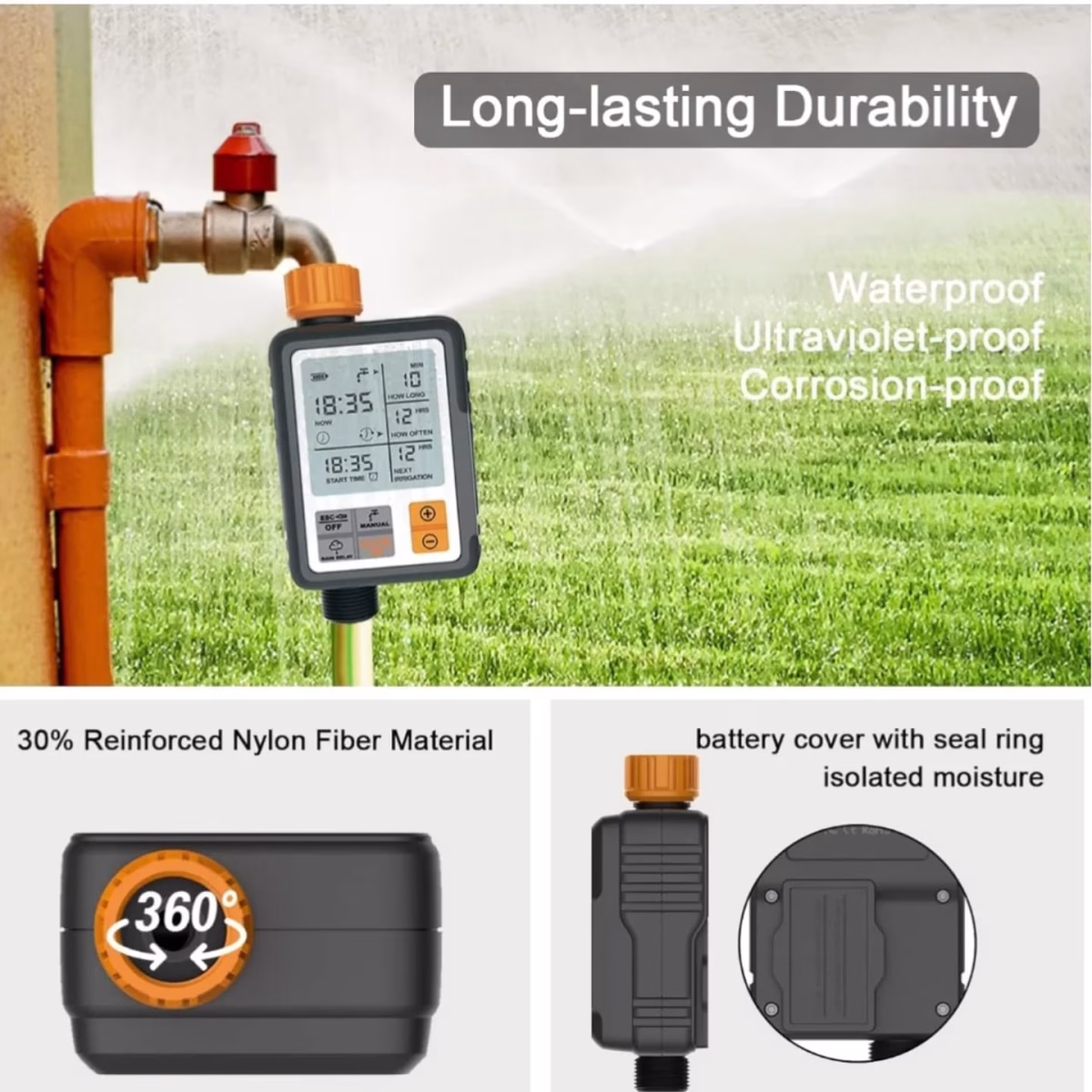 Krushi Vikas Drip Irrigation System Water Timer Digital Controller Fully Automatic Adapters Batteries Included Child Lock Feature Programmable Garden Lawn Hose Faucet System Auto & Manual Mode 3Inch Large Screen - Image 7