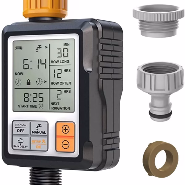Krushi Vikas Drip Irrigation System Water Timer Digital Controller Fully Automatic Adapters Batteries Included Child Lock Feature Programmable Garden Lawn Hose Faucet System Auto & Manual Mode 3Inch Large Screen