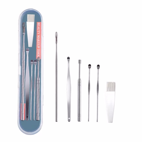 6-in-1 Reusable Ear Wax Cleaner Kit with Case – Steel Tools