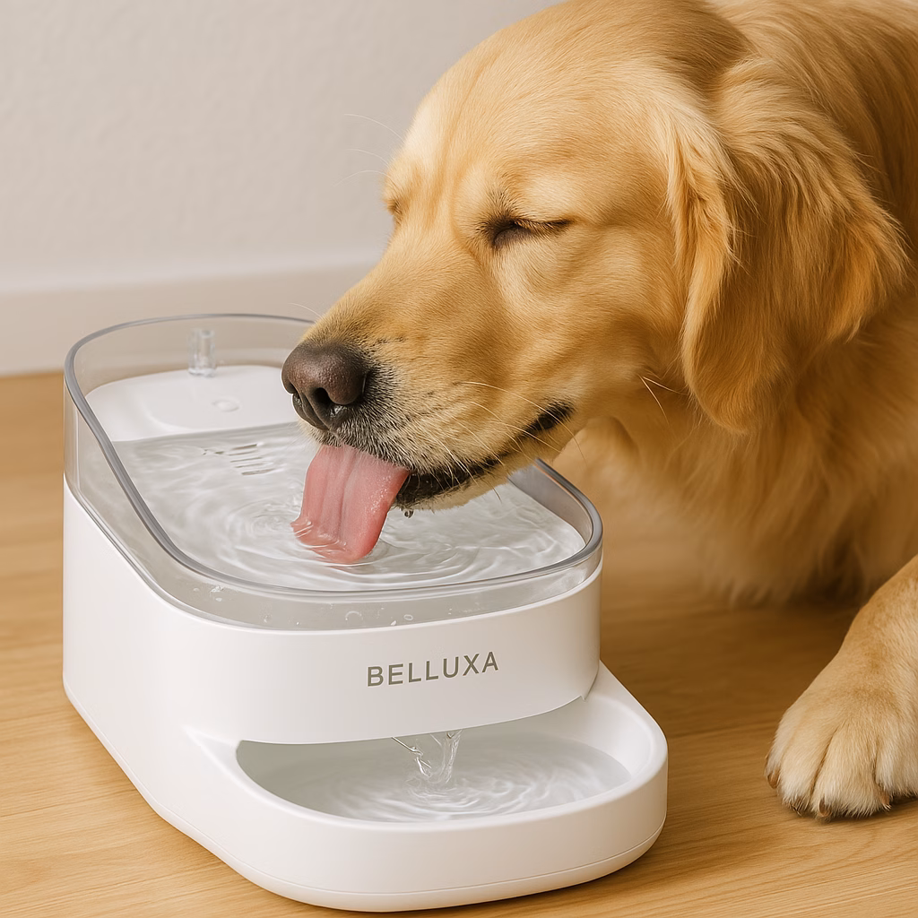 Pet Care : Pet enjoying water from the Belluxa dispenser
