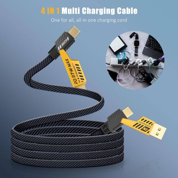 4 in 1 Charging Cable- 65W PD Fast Multi-Device Cord