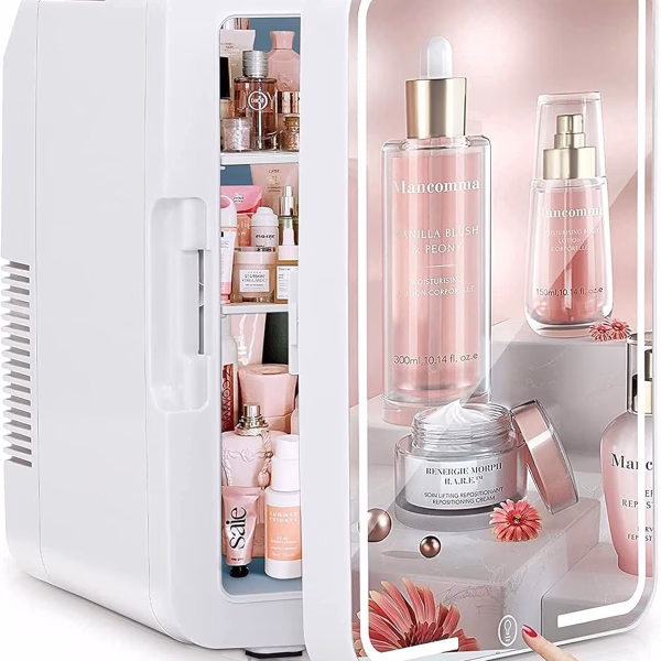 Mini Fridge with Mirror | 4 Litre Portable Beauty Cooler