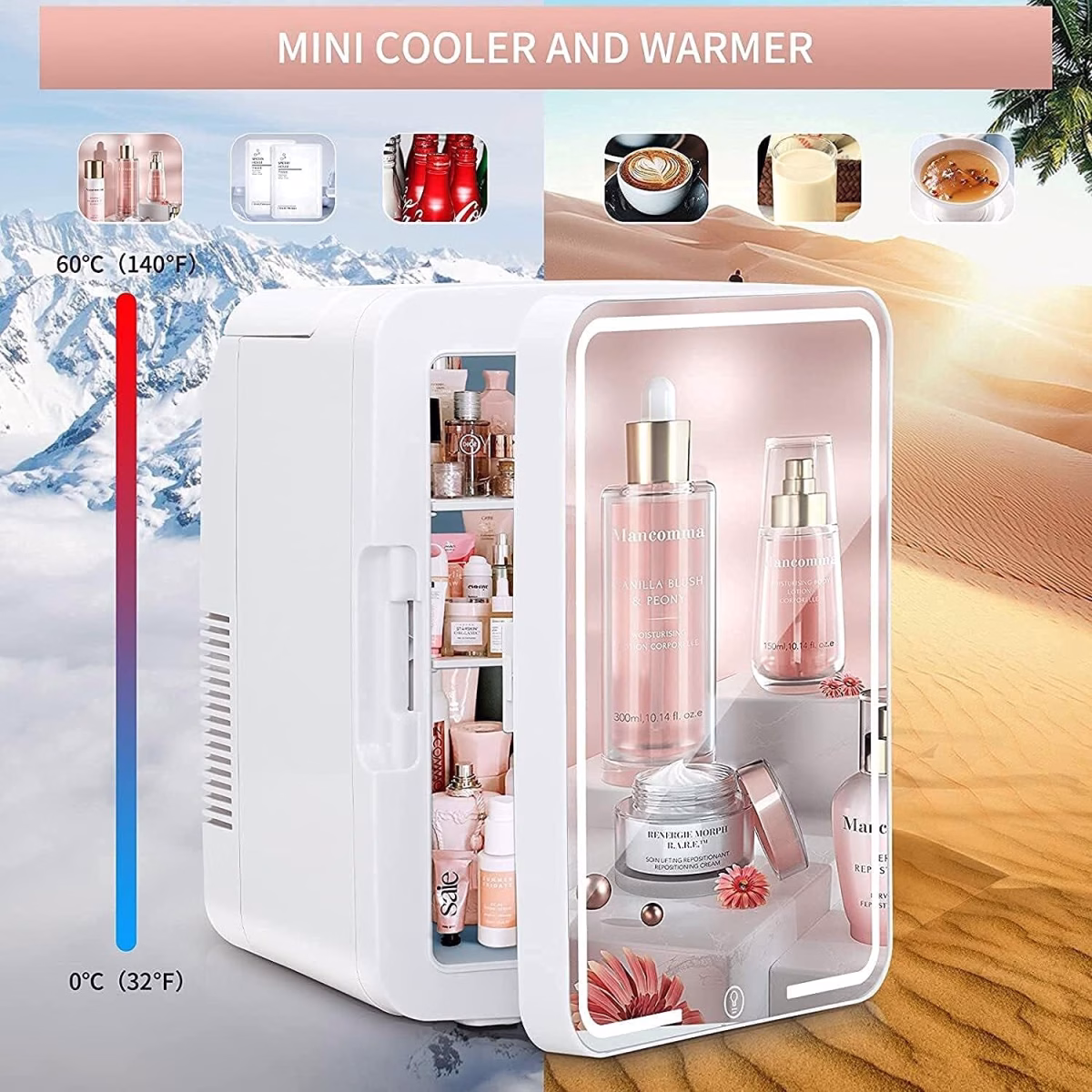 Mini Fridge with Mirror | 4 Litre Portable Beauty Cooler - Image 3