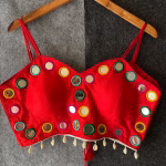 Beautiful Navratri Blouse – Spaghetti Style with Mirror Red